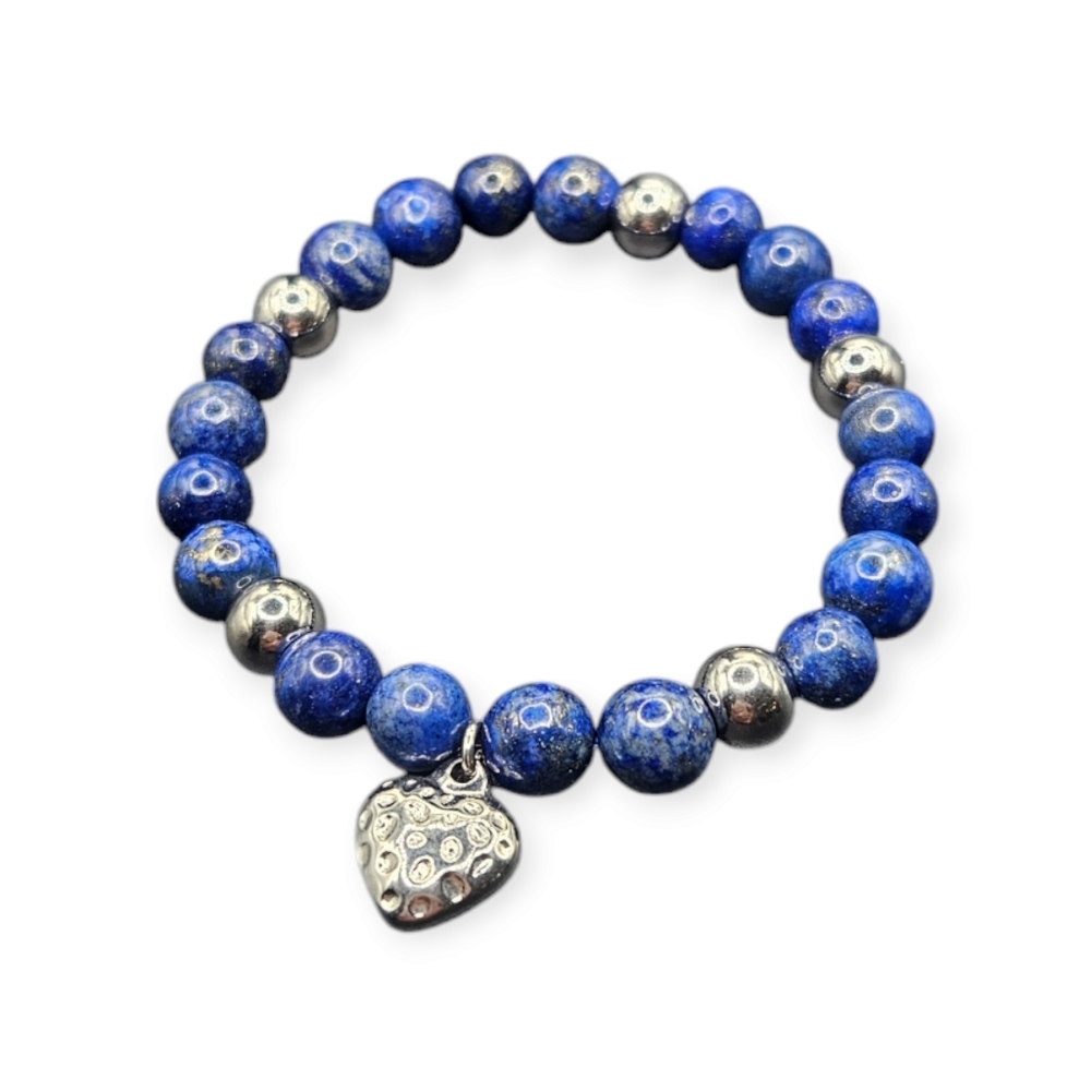 Lapis Lazuli Heart Charm Bracelet